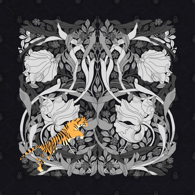 William Morris floral pattern with Tiger Achromatic by Magcelium